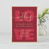 Invitation de réception de mariage moderne rouge (Debout devant)