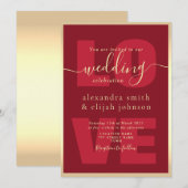 Invitation de réception de mariage moderne rouge (Devant / Derrière)