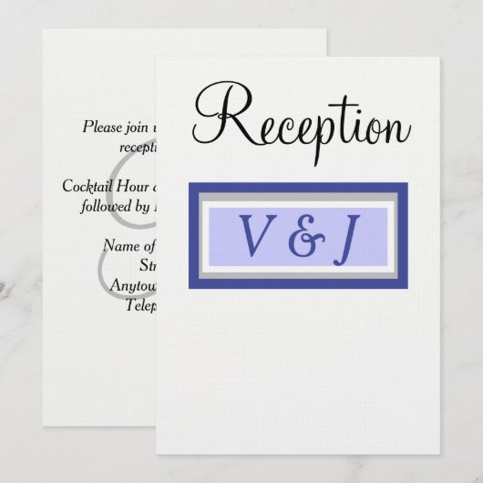 Invitation de réception de mariage Monogramme Perv (Devant / Derrière)