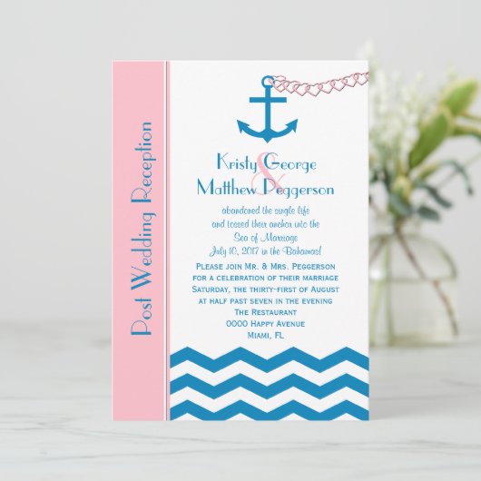 Invitation de réception de mariage nautique après (Debout devant)