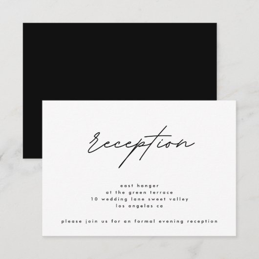Invitation de réception de mariage noir et blanc s (Devant / Derrière)