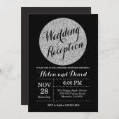 Invitation de réception de mariage noir et paillet (Devant / Derrière)