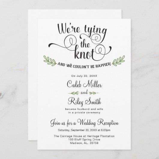 Invitation de réception de mariage "Nous nous mari (Devant / Derrière)