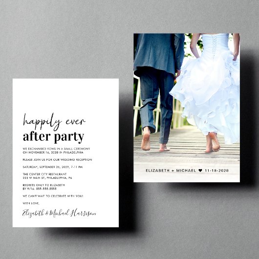 Invitation de réception de mariage photo minimalis