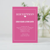 Invitation de réception de mariage rose cœur migno (Debout devant)