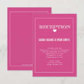 Invitation de réception de mariage rose cœur migno (Devant / Derrière)