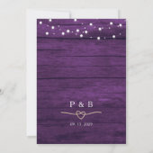 Invitation de réception de mariage rustique violet (Dos)