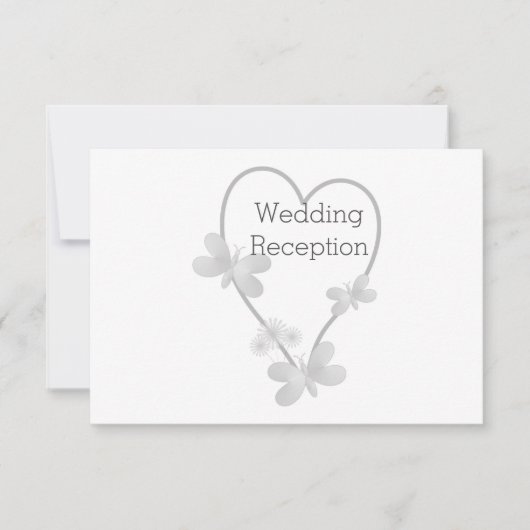 Invitation de réception de mariage Silver Heart Bu (Devant)