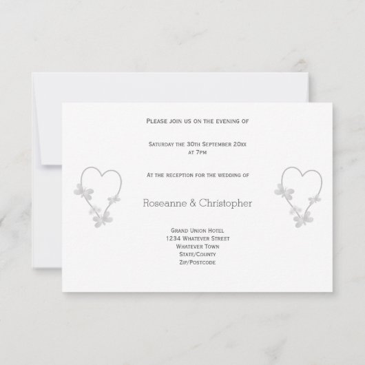 Invitation de réception de mariage Silver Heart Bu (Dos)