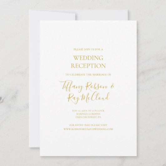 Invitation de réception de mariage simple et éléga (Devant)