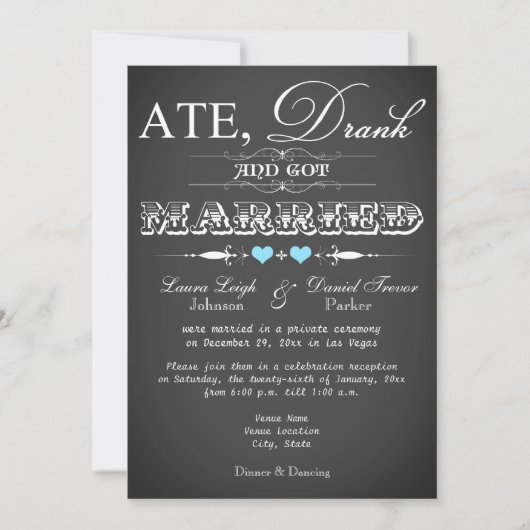 Invitation de réception de mariage sur ardoise (Devant)
