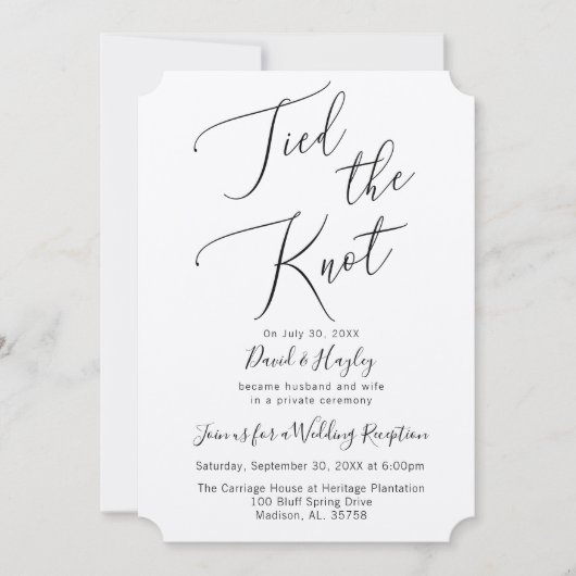 Invitation de réception de mariage "Tied the Knot" (Devant)