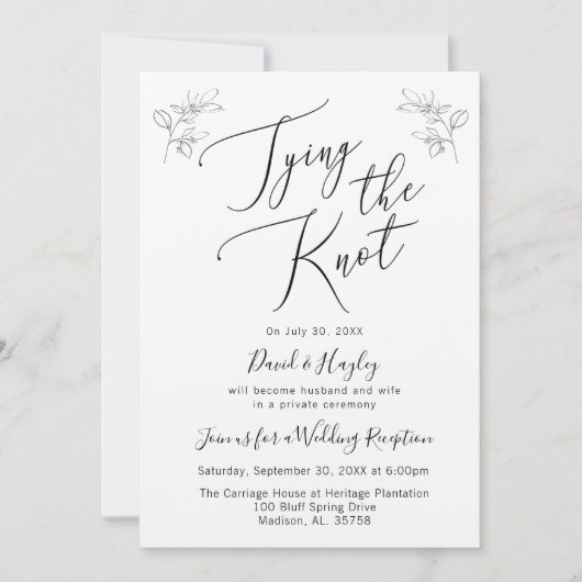 Invitation de réception de mariage "Tying the Knot (Devant)