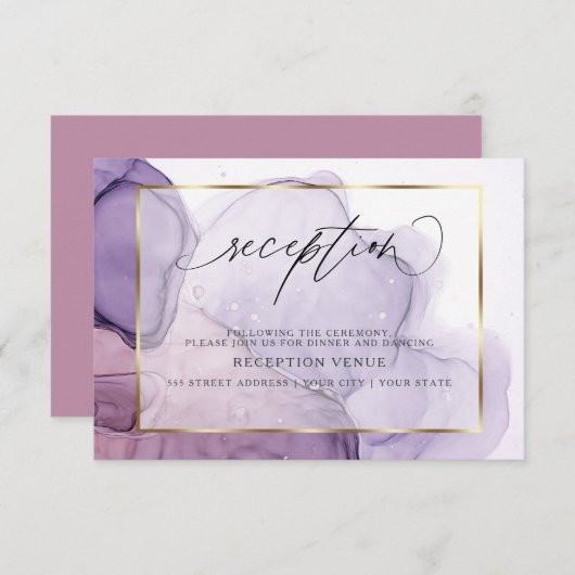 Invitation de réception de rose de lilas de prune  (Devant / Derrière)