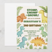 Invitation de réception Dino personnalisable (Devant / Derrière)