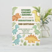 Invitation de réception Dino personnalisable (Debout devant)