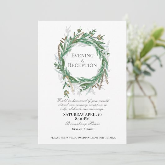 Invitation de réception du soir pour mariage, Vert (Debout devant)