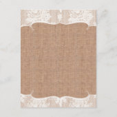 Invitation de réception en toile de jute rustique  (Dos)