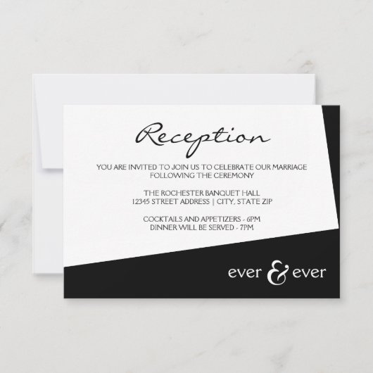 Invitation de réception Ever & Ever Black Angle (Devant)