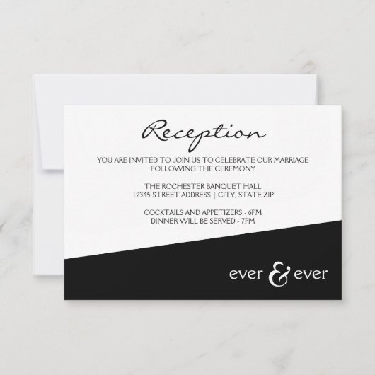 Invitation de réception Ever & Ever Black Angle (Devant)