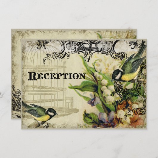 Invitation de réception, Fleur de cage d'oiseau de (Devant / Derrière)
