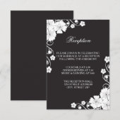 Invitation de réception - Floral noir et blanc (Devant / Derrière)