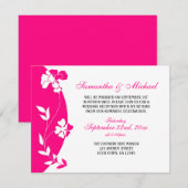 Invitation de réception florale abstraite rose vif (Devant / Derrière)