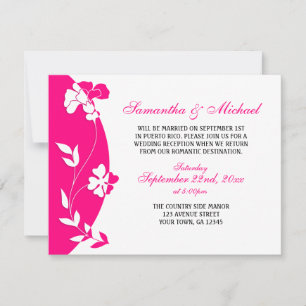 Invitation de réception florale abstraite rose vif