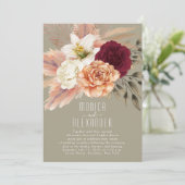 Invitation de réception florale burgonde rustique (Debout devant)