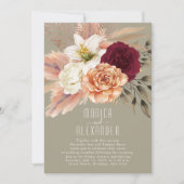 Invitation de réception florale de Bourgogne rusti (Devant)