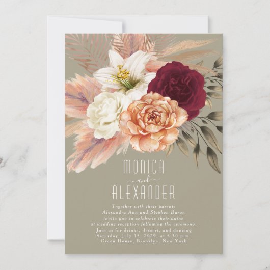 Invitation de réception florale rustique de Bourgo (Devant)