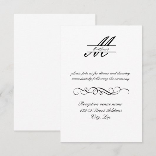 Invitation de réception formelle simple élégante - (Devant / Derrière)