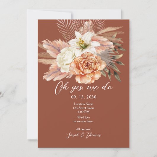 Invitation de réception Mariage de automne floral (Devant)