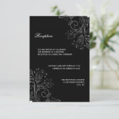 Invitation de réception - Motif floral noir/blanc (Debout devant)