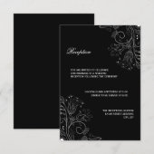 Invitation de réception - Motif floral noir/blanc (Devant / Derrière)