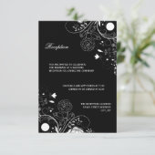 Invitation de réception - Motif floral noir/blanc (Debout devant)