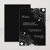 Invitation de réception - Motif floral noir/blanc (Devant / Derrière)