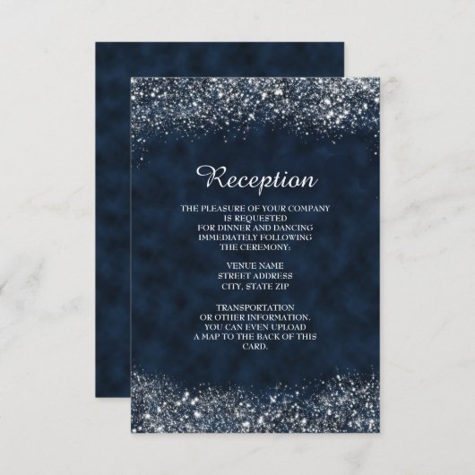 Invitation de réception Navy et blanc Stardust (Devant / Derrière)