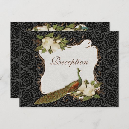 Invitation de réception Peacock Vintage & Magnolia (Devant / Derrière)