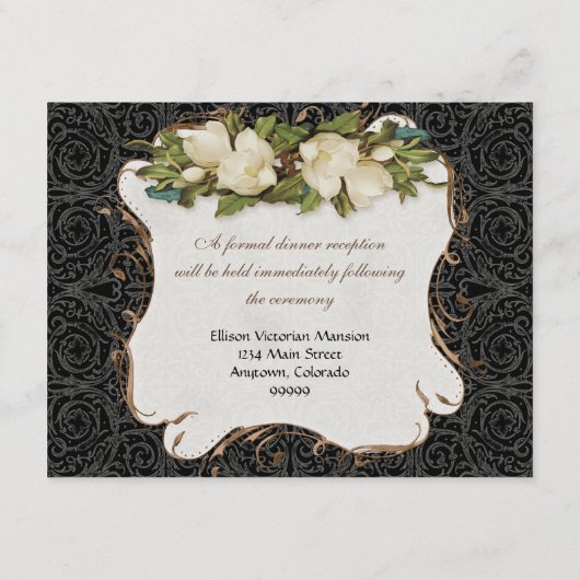 Invitation de réception Peacock Vintage & Magnolia (Dos)