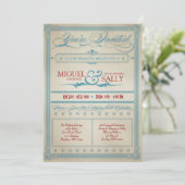 Invitation de réception vintage Rouge Blanc & Bleu (Debout devant)