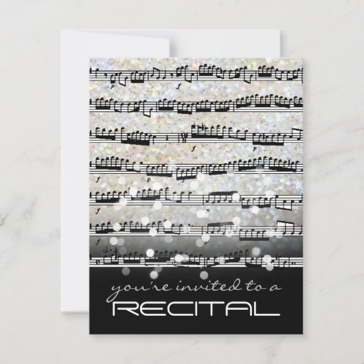 invitation de récital de notes de musique en noir  (Devant)