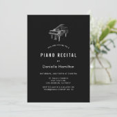 Invitation de récital de piano minimal noir (Debout devant)