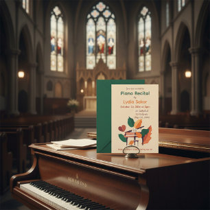 Invitation de récital de piano vintage avec piano 