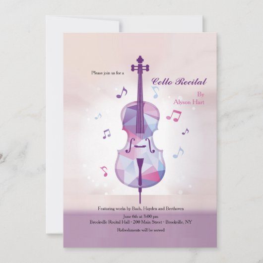 Invitation de récital de violoncelle (Devant)