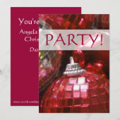 Invitation de Red Baubles 'Party ! ' (Devant / Derrière)