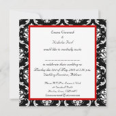 Invitation de Red Black White Mariage damassé (Dos)