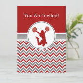 Invitation de Red Chevron Cheer ou de Pom Party (Debout devant)