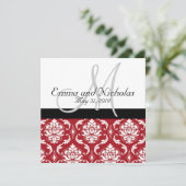 Invitation de Red Mariage damassé du Monogramme no (Debout devant)