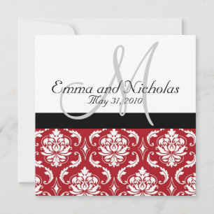 Invitation de Red Mariage damassé du Monogramme no